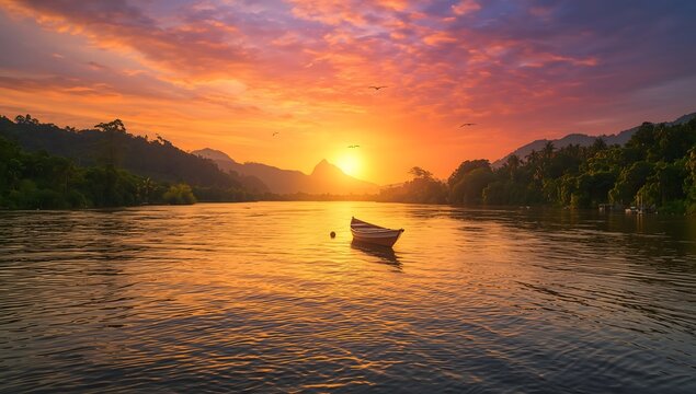 sunset on the river