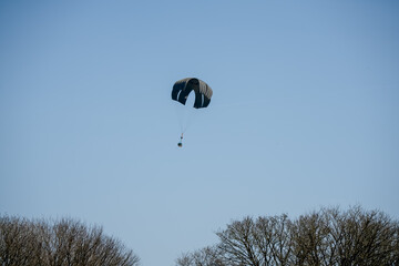 Military CDS cargo parachute ddeployed suspending one tonne cargo 