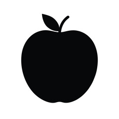 Minimalist black apple silhouette on white background