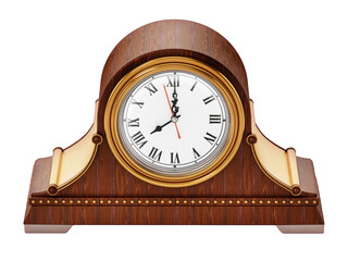 Antique chimney clock on transparent background. 3D illustration