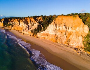 Dramatic coastal cliffs at sunrise
