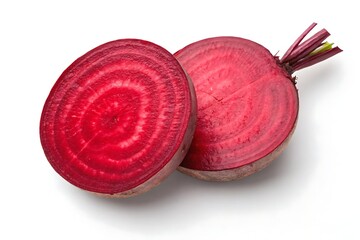 Fresh beetroot half and slice isolated on for healthy eating