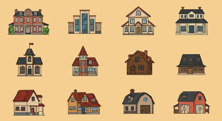 Icon set type of houses
