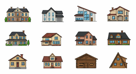Icon set type of houses