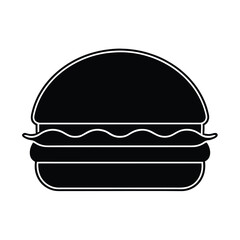 Black burger silhouette on white background