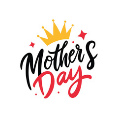 Hand drawn bold script mother s day design with floral elements