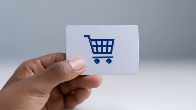 Hand holds a shopping cart card while preparing for Black Friday online sale excitement and savings. Black Friday 2025