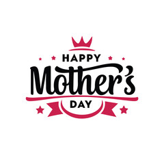 Elegant thin serif typography for happy mother s day celebration with small decorative elements