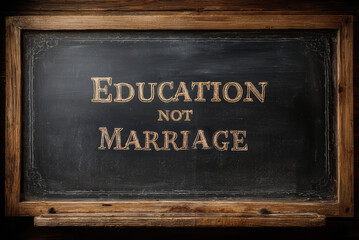 Education Not Marriage Text on Vintage Blackboard