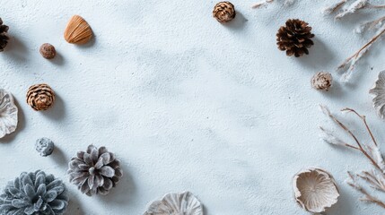 Obraz premium abstract winter composition. Frame made of winter. Flat lay, top view, copy space.