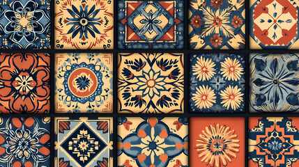 Vibrant Floral Tile Illustration Background