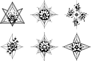 Geometric Rose SVG | Sacred Geometry Flower | Mandala Floral Tattoo Design Cut File