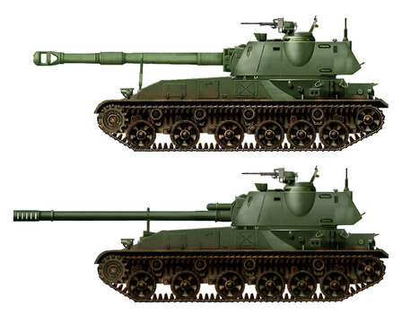 A collection of concepts of self-propelled howitzers based on the 2S3 chassis (top: 2S3M Akatsiya 155mm, bottom: 2S3M4 Akatsiya). Individual images, in full size, can be found in the portfolio