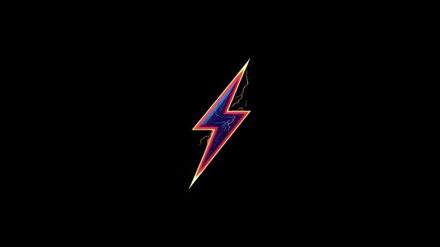 Simple, Dark Lightning Bolt Icon Against on Animation