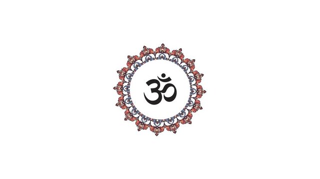 Ornate Mandala Frame Enclosing the Sacred Om Symbol Animation