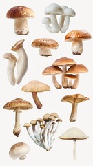 Various edible mushroom element set