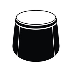 Minimalist black drum silhouette on white background