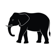Fototapeta premium Black elephant silhouette on white background