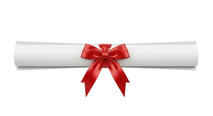 Isolated Graduation Diploma Scroll with Red Ribbon for University Ceremony Celebration Event