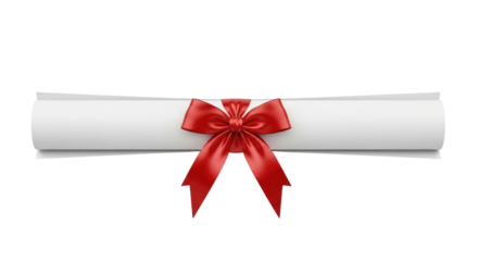 Isolated Graduation Diploma Scroll with Red Ribbon for University Ceremony Celebration Event