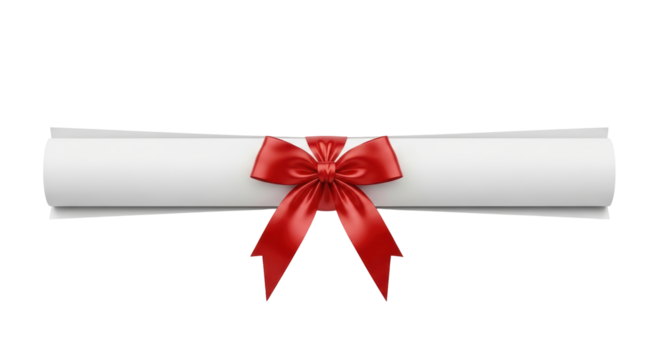 Isolated Graduation Diploma Scroll with Red Ribbon for University Ceremony Celebration Event