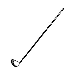 Black golf club silhouette on a white background for sports and recreation designs