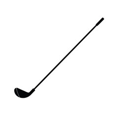 Black silhouette of a golf club on a white background