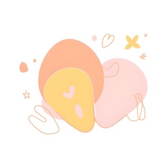 Abstract Pastel Shapes Composition with Heart and Star Elements.