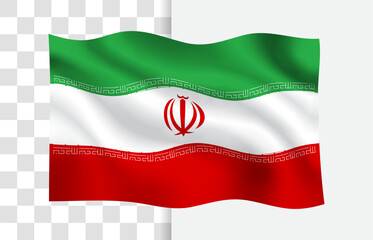 Iran Flag Waving Vector, Isolated on a White Background