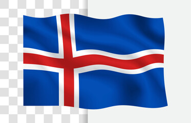 Fototapeta premium Iceland Flag Waving Vector, Isolated Transparent Background
