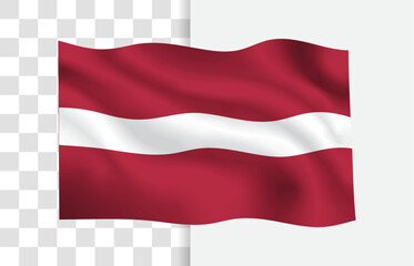 Latvia Flag Waving Vector, Isolated Transparent Background