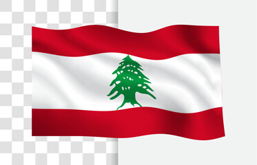 Lebanon Flag Waving Vector, Isolated on a White Background

