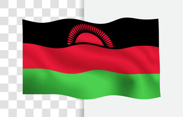 Malawi Flag Waving Vector, Isolated Transparent Background