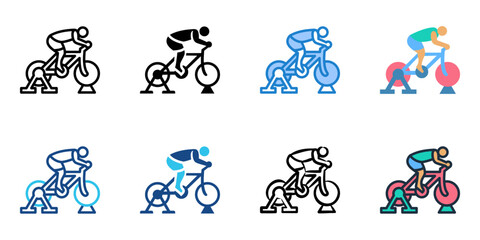 Fototapeta premium Cycling Training icon set multiple style collection 