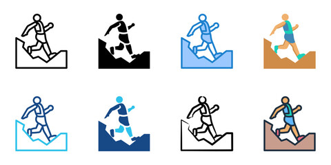 Trail Running icon set multiple style collection 
