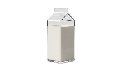Isolated glass container of milk product, clear plastic, dairy beverage, nutritious liquid