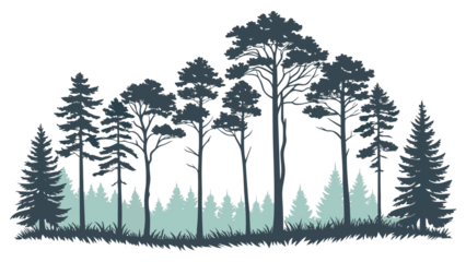 Cute minimal pine tree cartoon silhouette, flat design, isolated background png.