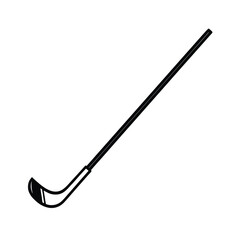Black hockey stick silhouette on white background