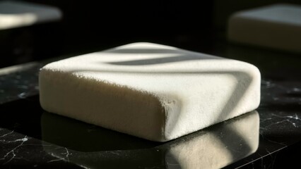 White square shaped soft object on the table