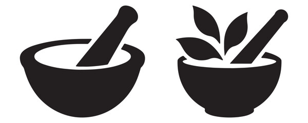 Clean nature mortar silhouettes vector art