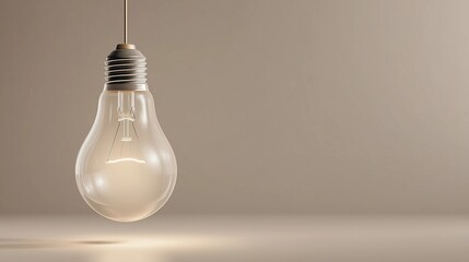 Light bulb isolated on beige background,copy space,creative and inspiration concept.