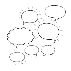 Hand-drawn Speech Bubbles Comic Book Style Illustration Set