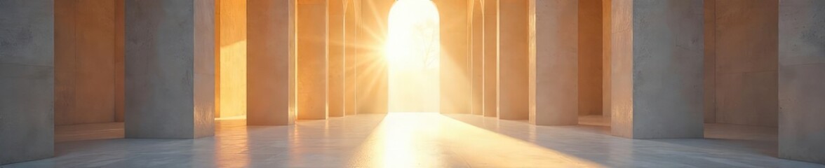 Sunbeams illuminate a serene, minimalist chapel; its design inspires contemplation and connection to something greater  The architecture evokes peace and spiritual reflection , chapel, light