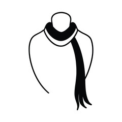 Minimalist black scarf silhouette on white background