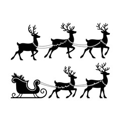 Elegant Santa's sleigh and reindeer silhouette for festive season greetings and holiday designs © mohammad