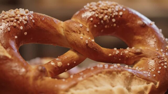Delicious pretzel with salt a tasty baked bread snack.