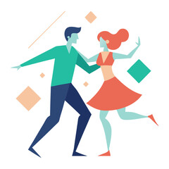 Vector art illustration of a man and a woman dancing gracefully