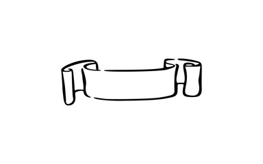 Hand Drawn Scroll or Rolled Paper with Folded Edges