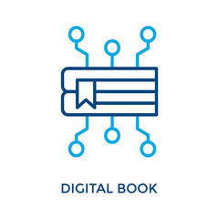 Digital Book Icon Outline Color Style. Vector Illustration For Graphic Design