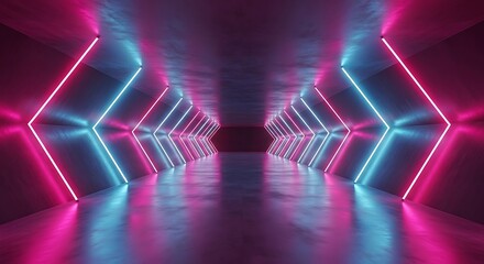 Neon Tunnel Pathway Futuristic Corridor.